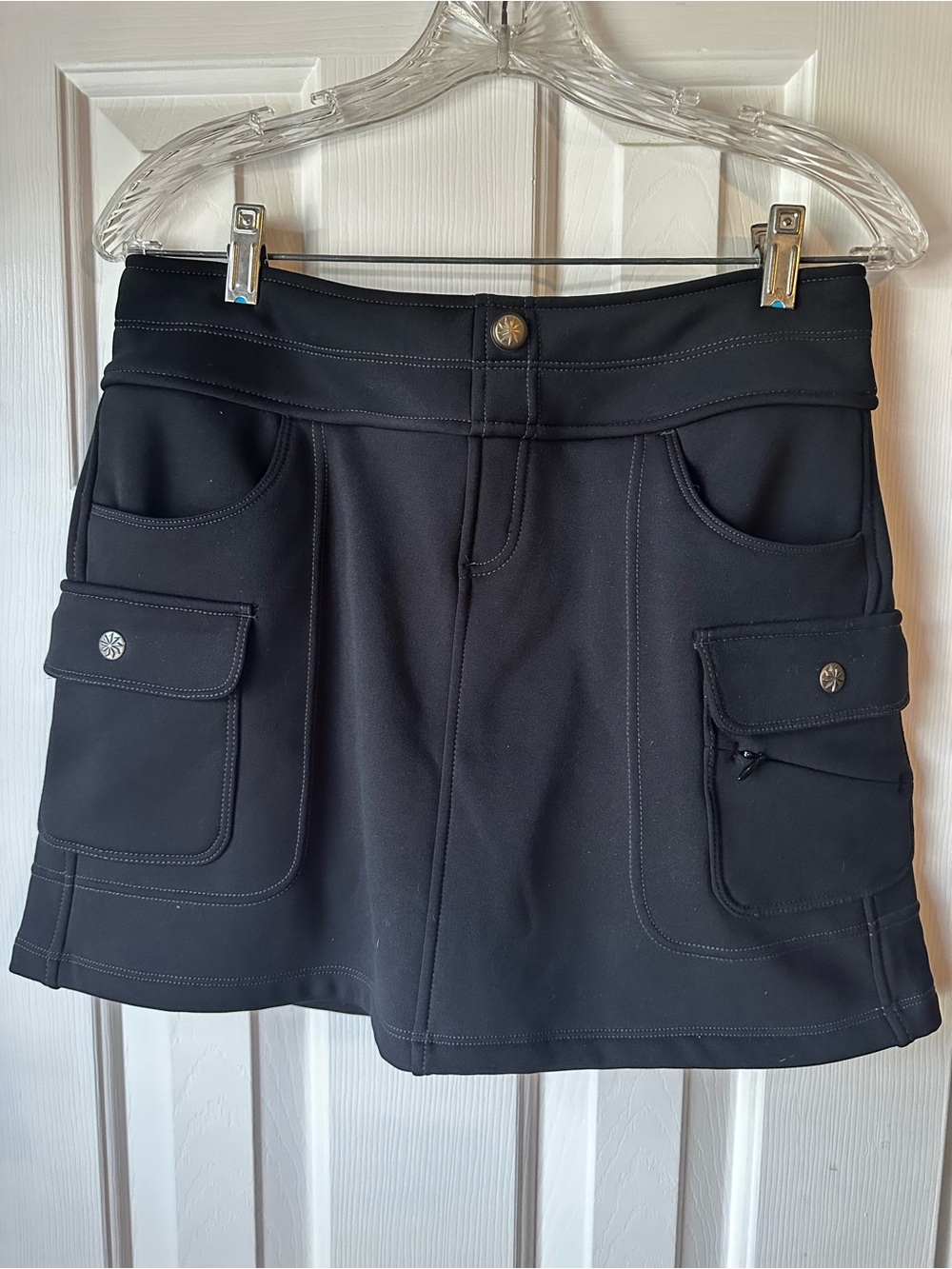 Black Women’s Cargo Skirt Fleece Lined- Pocketed Active Short